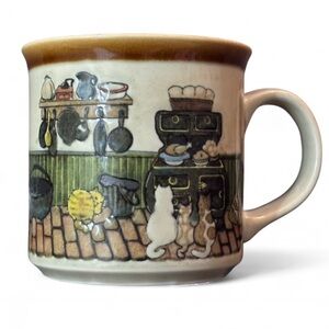 Super Rare Vintage Otagiri Japan Cats in Kitchen Mug Stamped Original